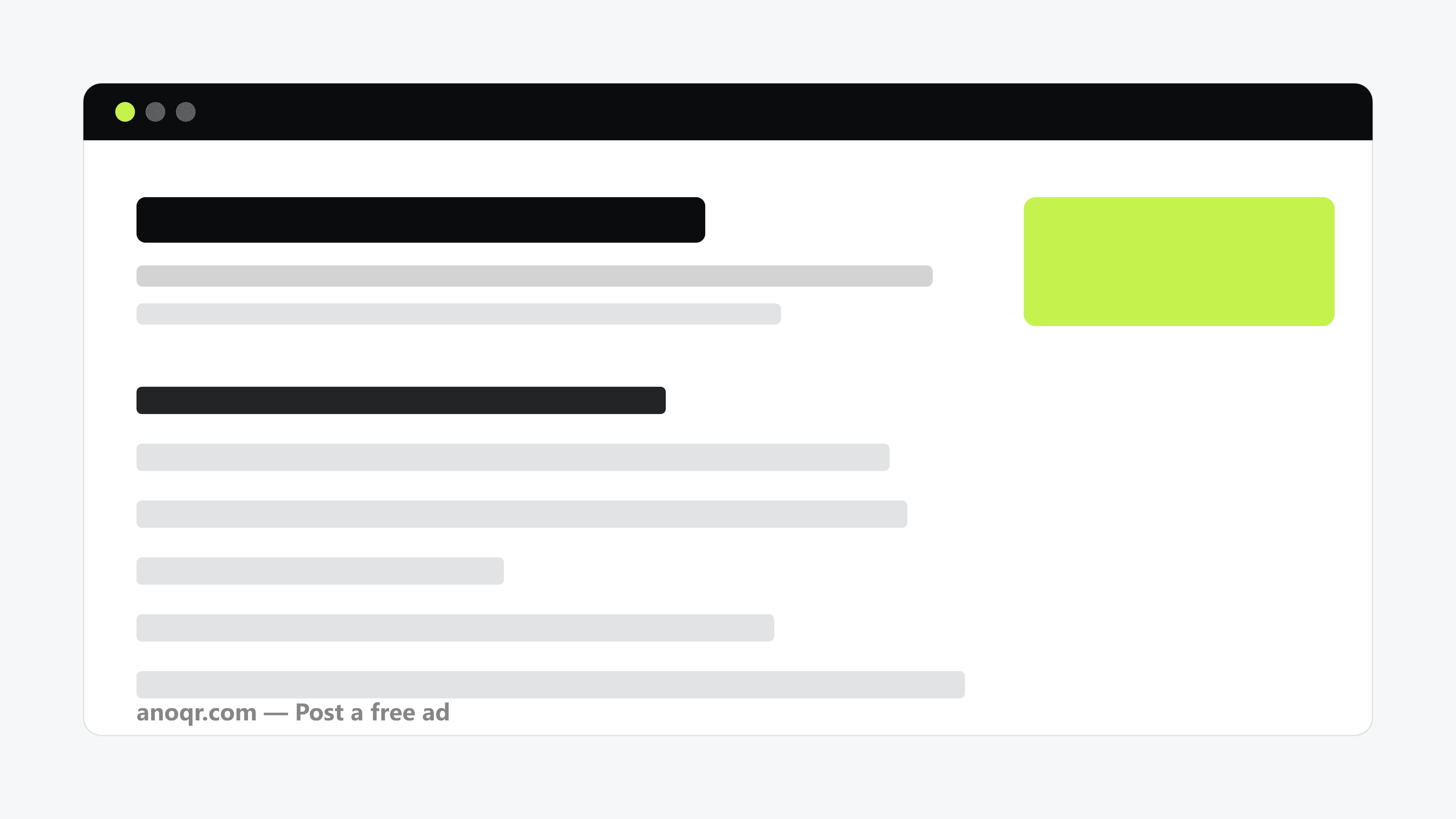 The ANOQR listing form with AI-assisted title and description fields